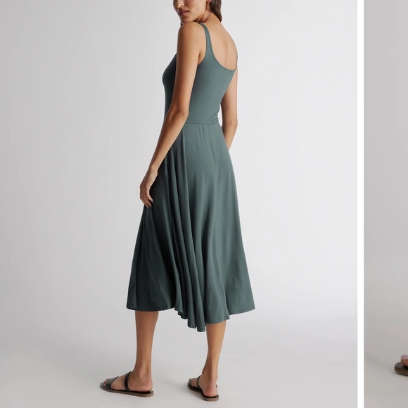 Quince Dark Olive Fit & Flare Midi Dress - Picture 4 of 8